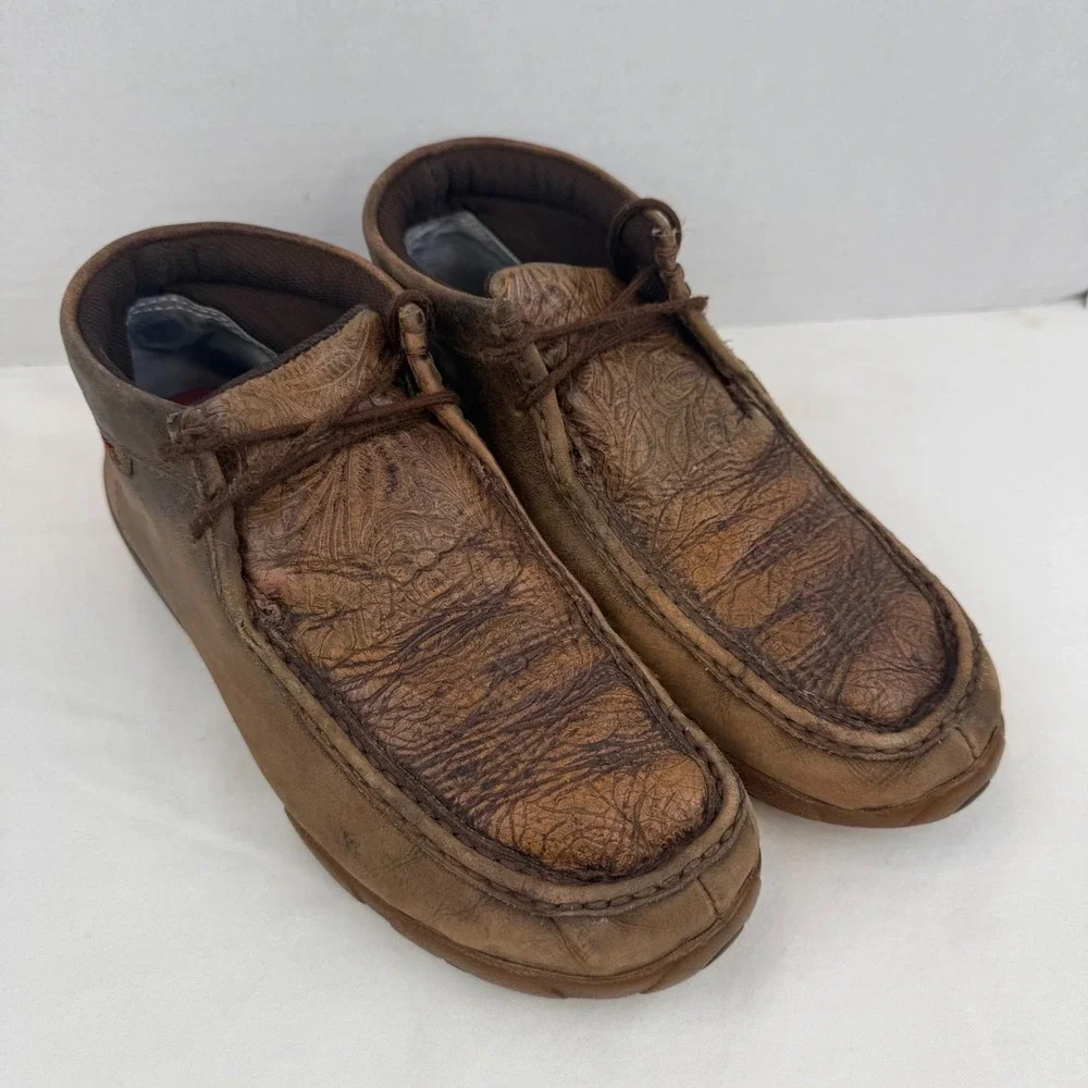 Twisted X Mens Driving Moc Brown Leather Embossed Floral Chukka Boots WDM0079 9M